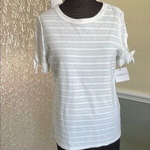 Liz Claiborne White Striped Women’s Top NWT M
